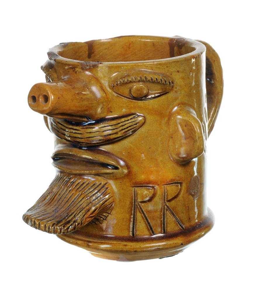 Sem Título (Caneca em barro vidrado, representando homem de pêra e bigode)